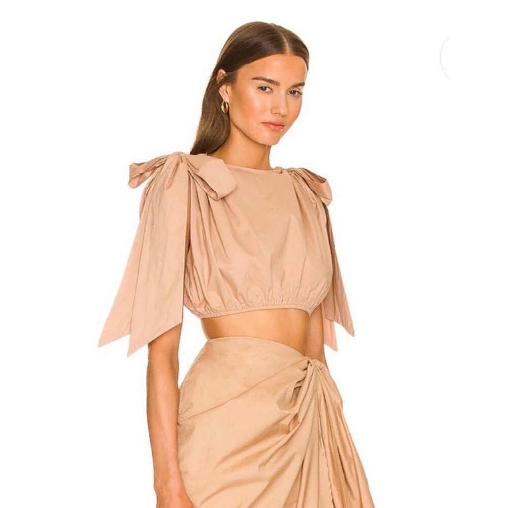 Andrea Iyamah New Women's Halima Cropped Top In Nude Size Xxl
